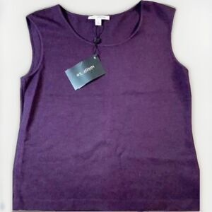 St. John Knits  Santana Knit Sleeveless Tank Top CASSIS (DARK PURPLE) SZ P NWT